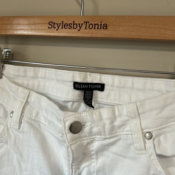Eileen Fisher White Denim Skinny Organic Cotton Blend Straight Jean Sz 8 - Picture 4 of 13